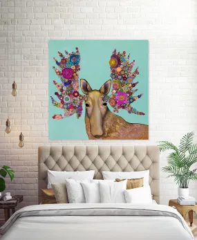 Blooming Moose Canvas Wall Art