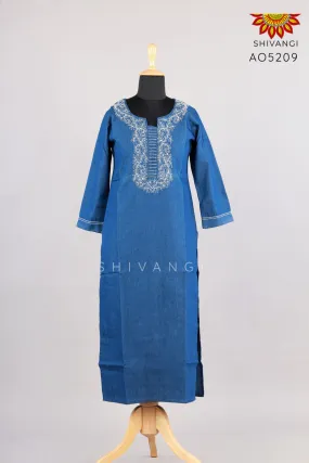 Blue Denim Kurti For Women