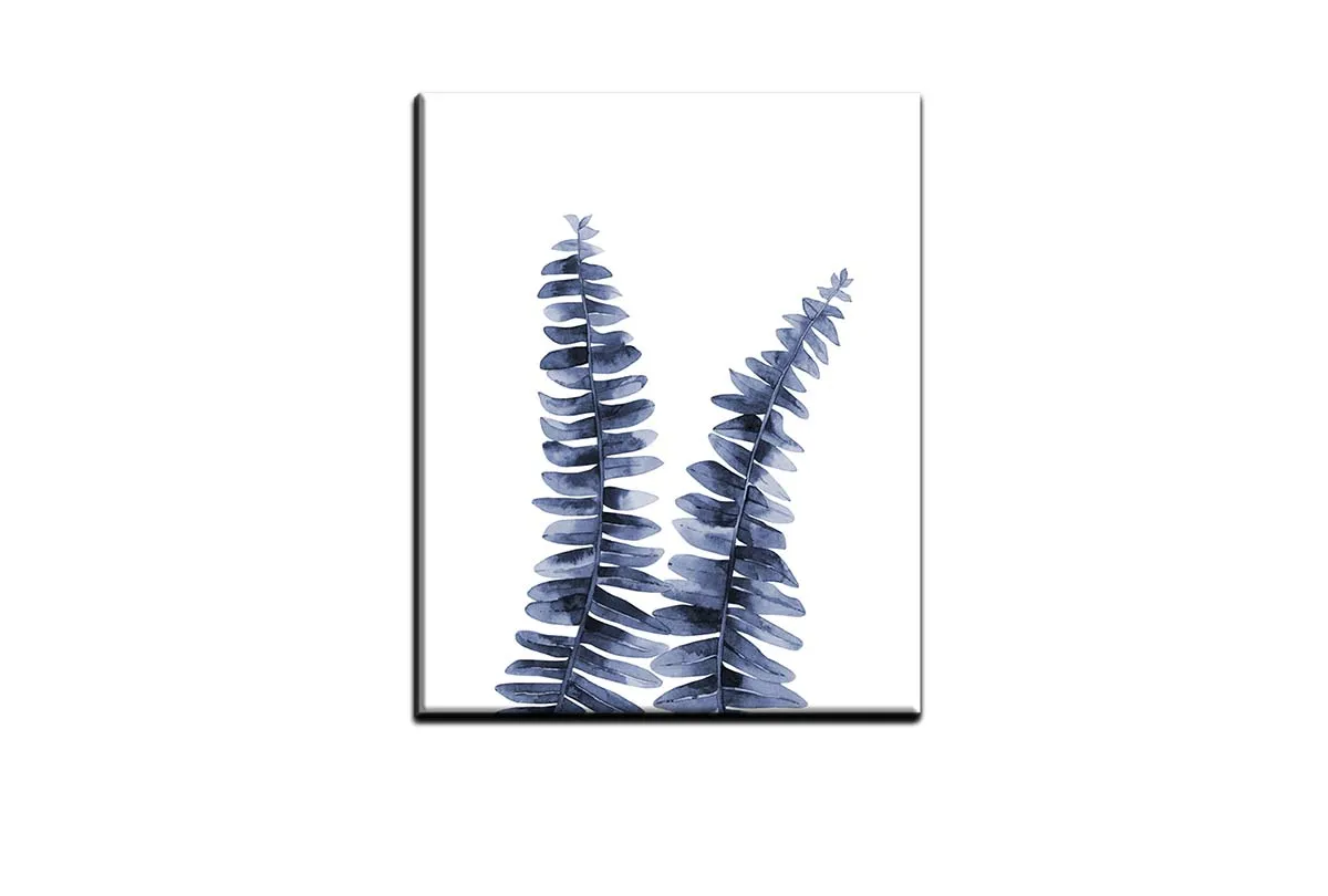 Blue Fern Leaves | Hamptons Canvas Wall Art Print