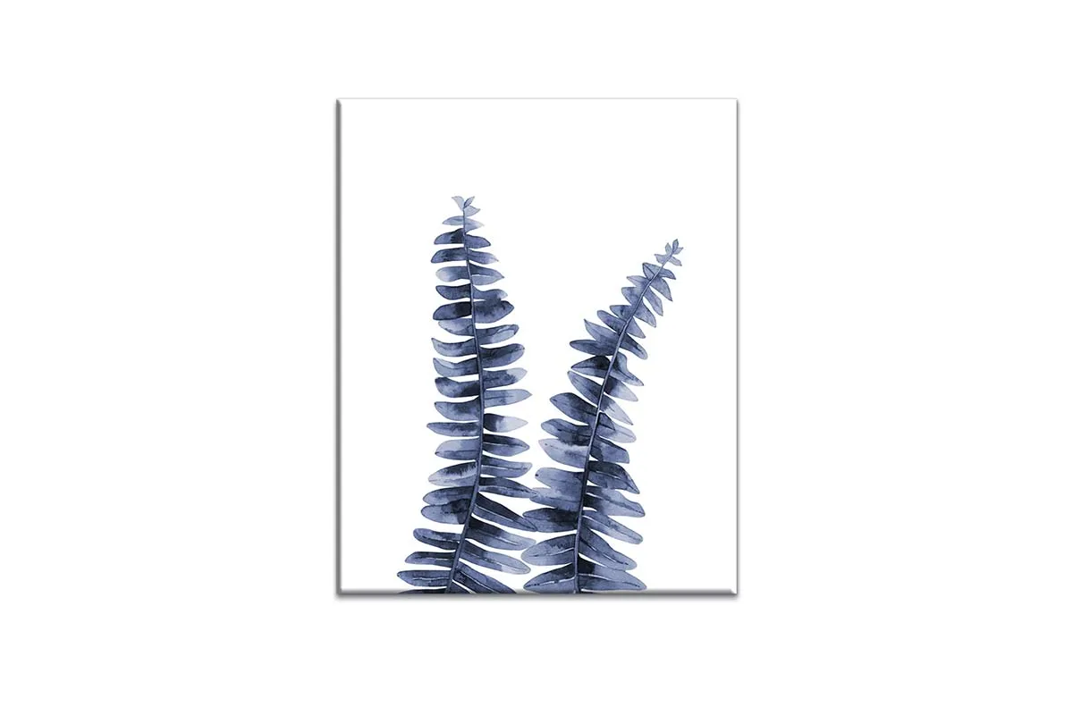 Blue Fern Leaves | Hamptons Canvas Wall Art Print