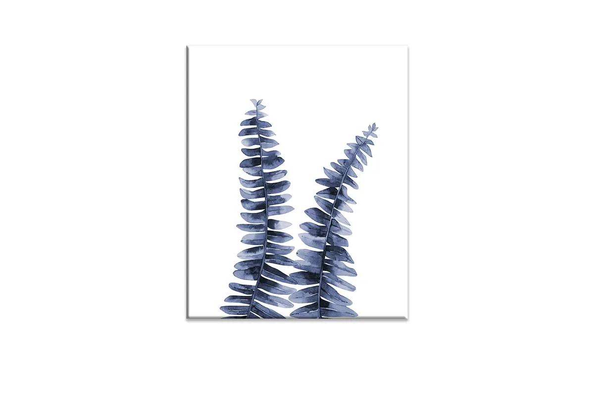 Blue Fern Leaves | Hamptons Canvas Wall Art Print