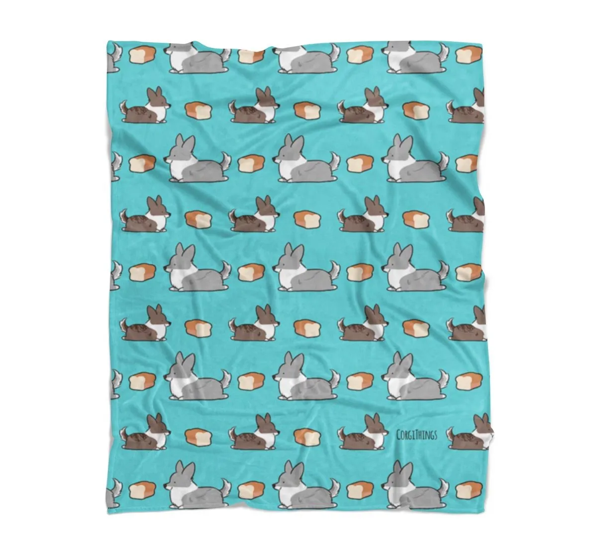 Blue Loaf Cardigan Corgi Fleece Blanket | 3 Sizes