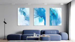 Blue Marble Pattern Set of 3 Prints Modern Wall Art Modern Artwork