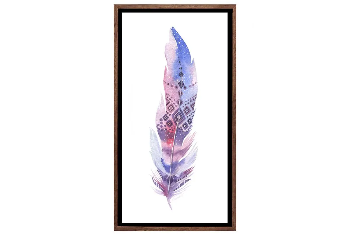 Blue Purple Feather | Watercolour Print | Wall Art Decor