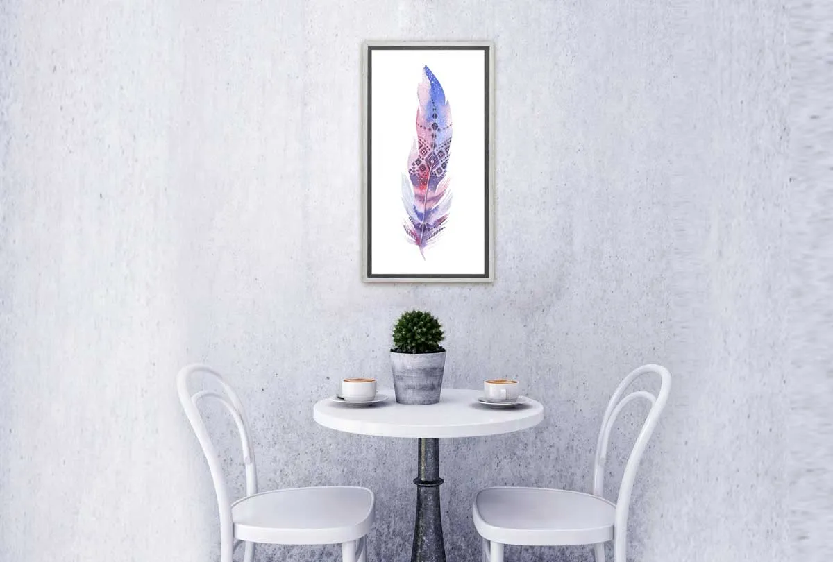 Blue Purple Feather | Watercolour Print | Wall Art Decor