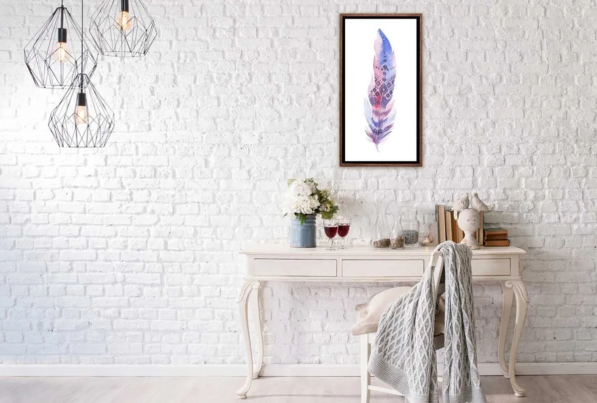 Blue Purple Feather | Watercolour Print | Wall Art Decor