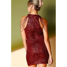 Bodycon Holiday Dress - Burgundy