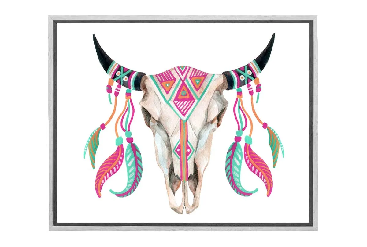 Boho Tribal Skull | Canvas Wall Art Print