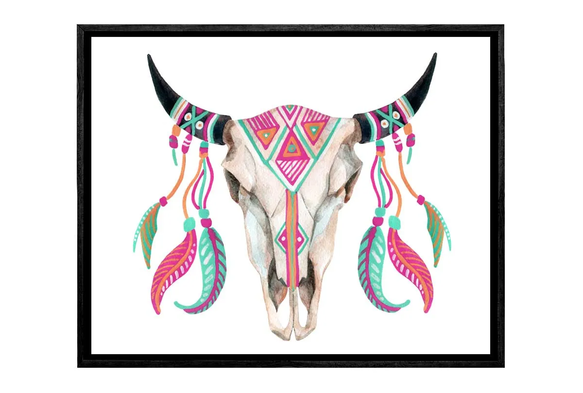 Boho Tribal Skull | Canvas Wall Art Print