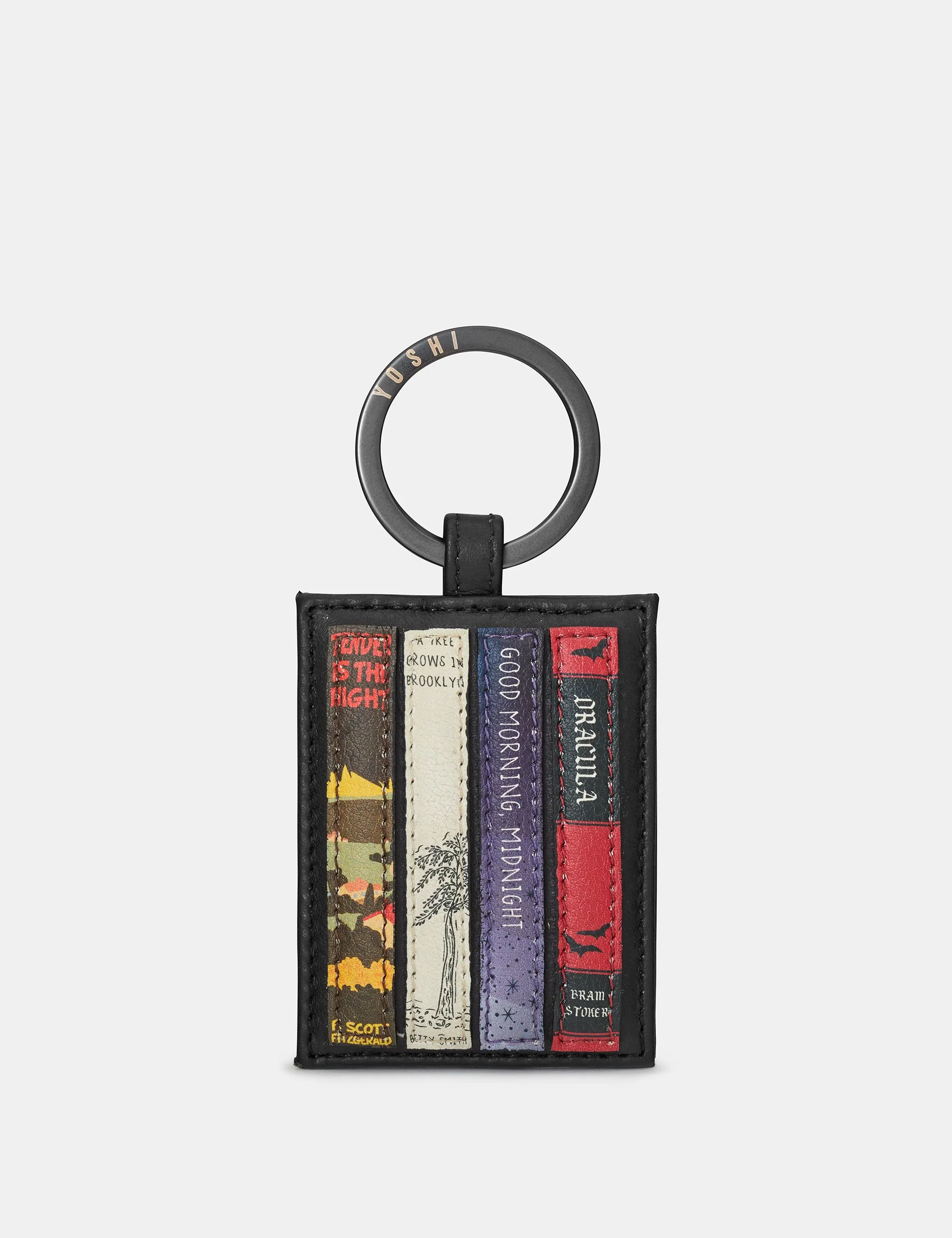 Bookworm Black Leather Keyring