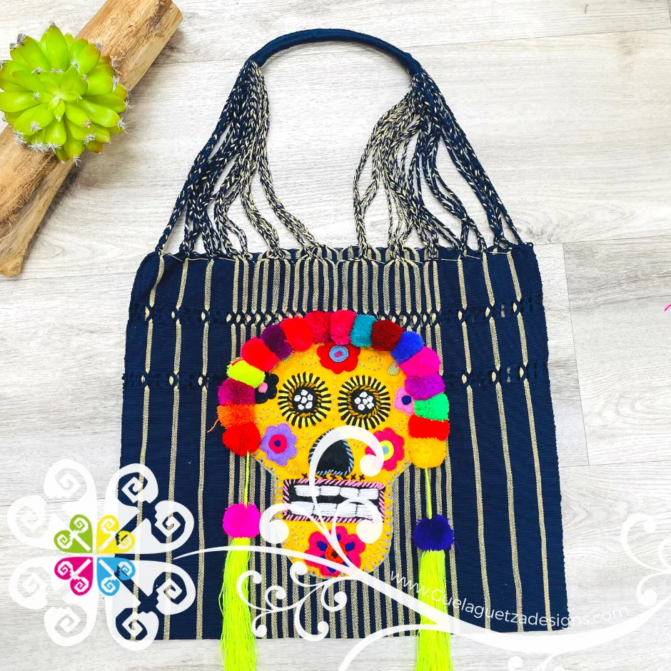 Calaverita Tote Bag - Skull Hand Embroider Bag