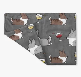 Cardigan Corgis & Wine Fleece Blanket | 3 Sizes