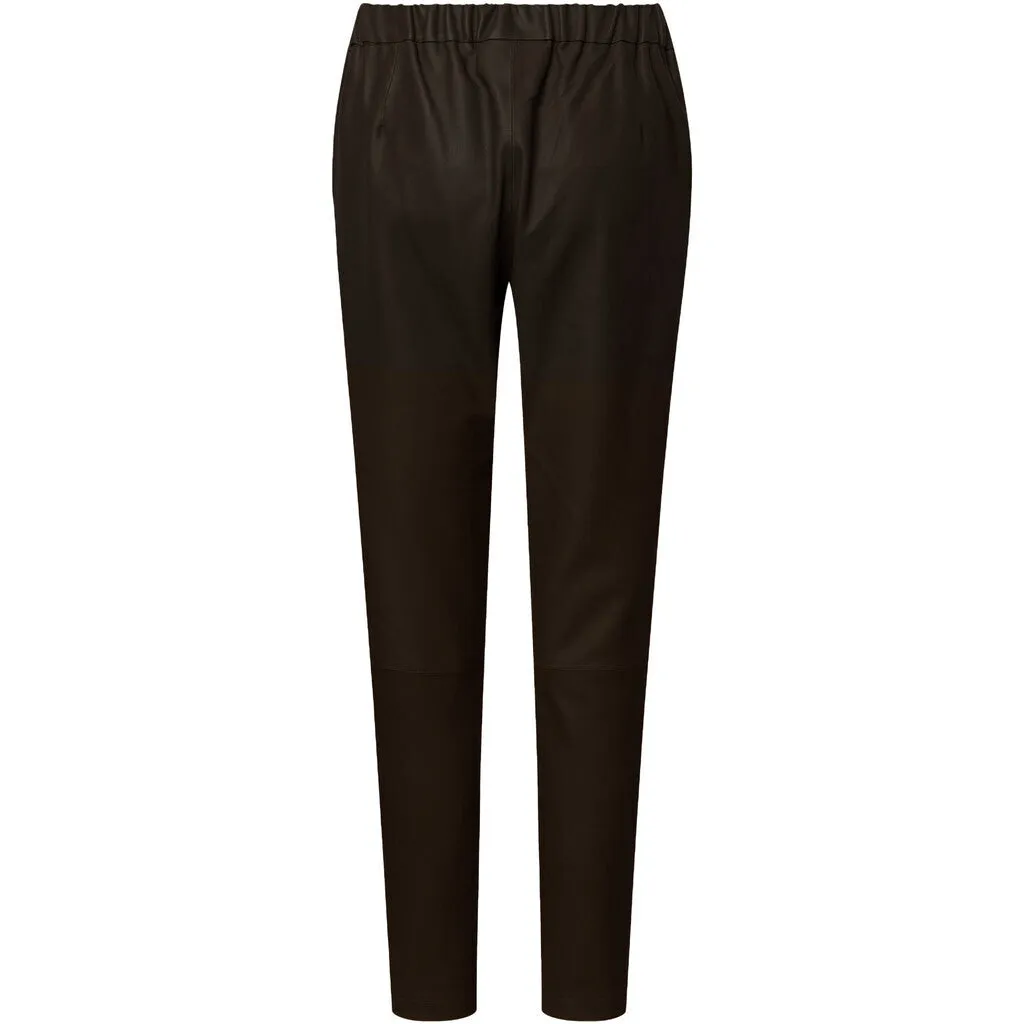 Carrie RW loose fitting leather pant / 50022 - Charcoal