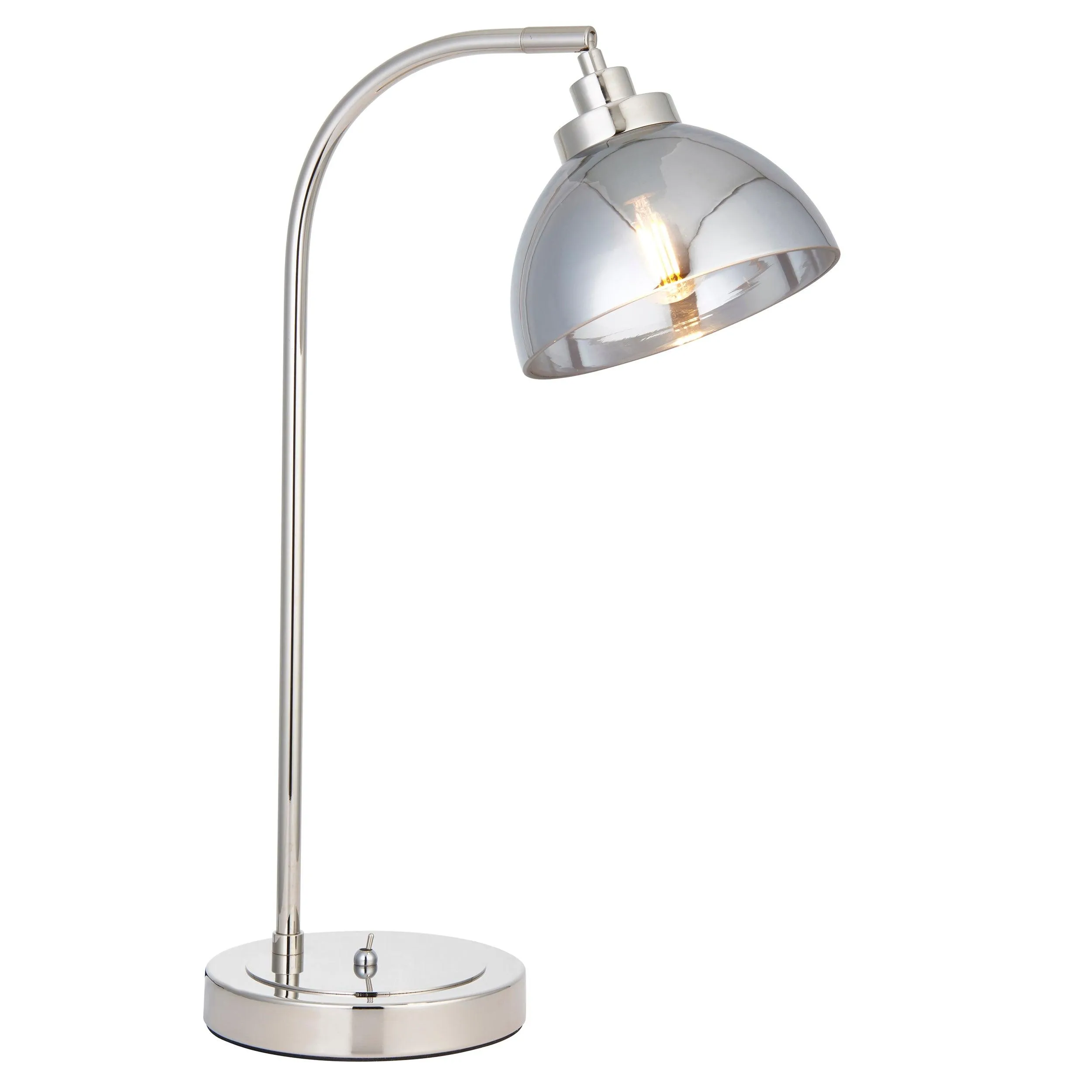 Caspa Nickel & Smoked Mirror Glass Shade Task Table Lamp