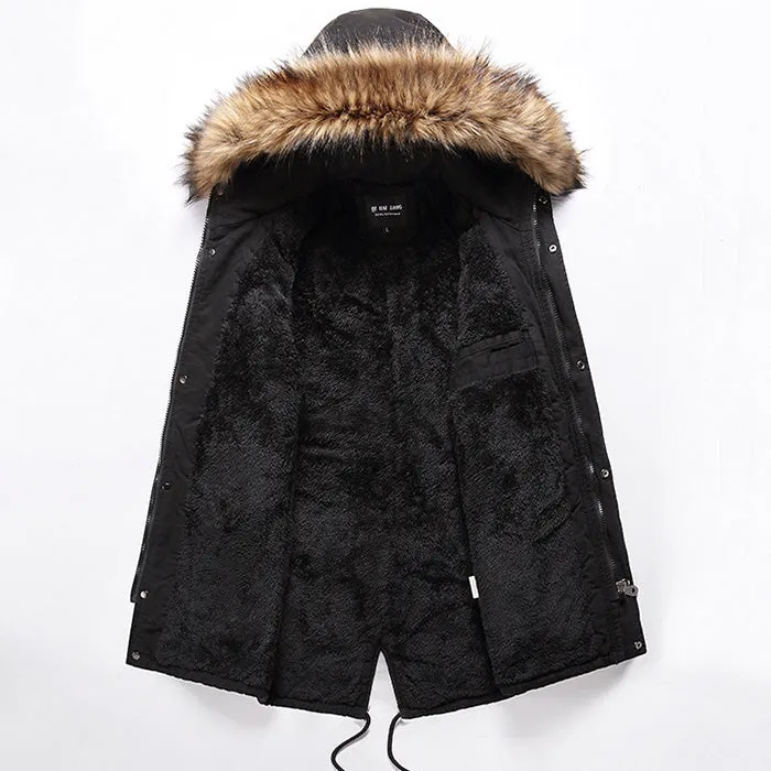 Casual Long Fur Collar Thick Men's Jacket