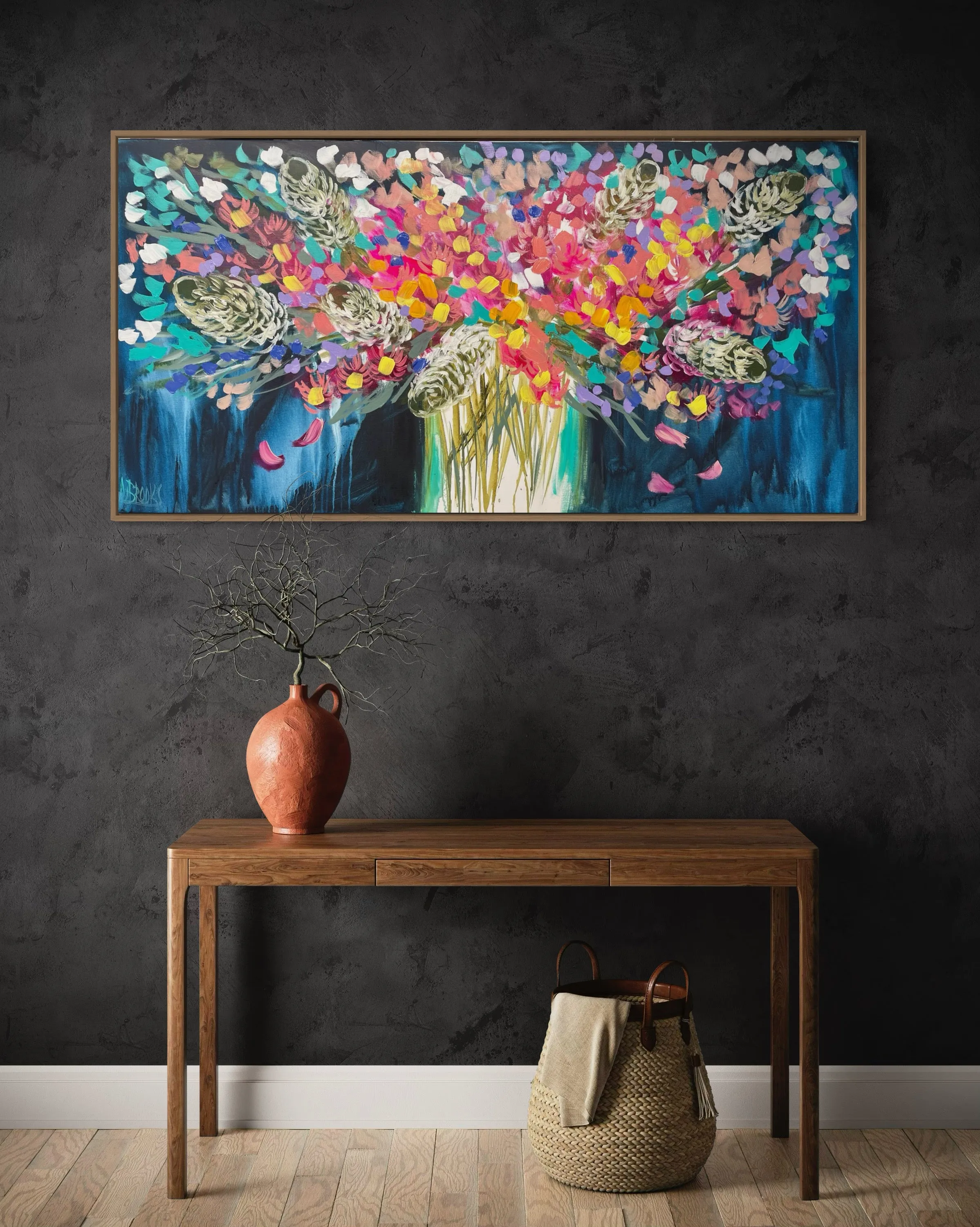 Celebration Blooms -Original on gallery canvas 75x150 cm