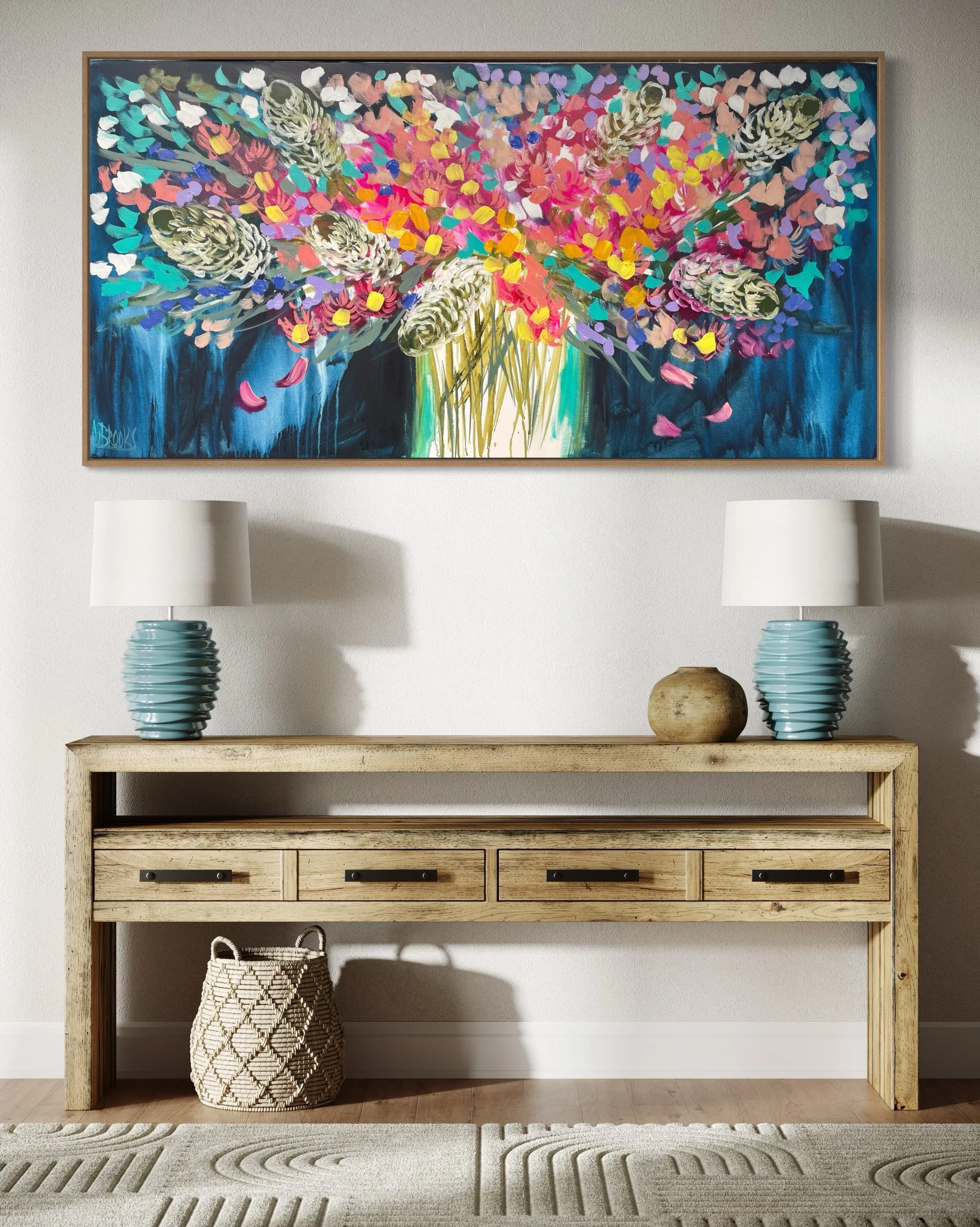 Celebration Blooms -Original on gallery canvas 75x150 cm