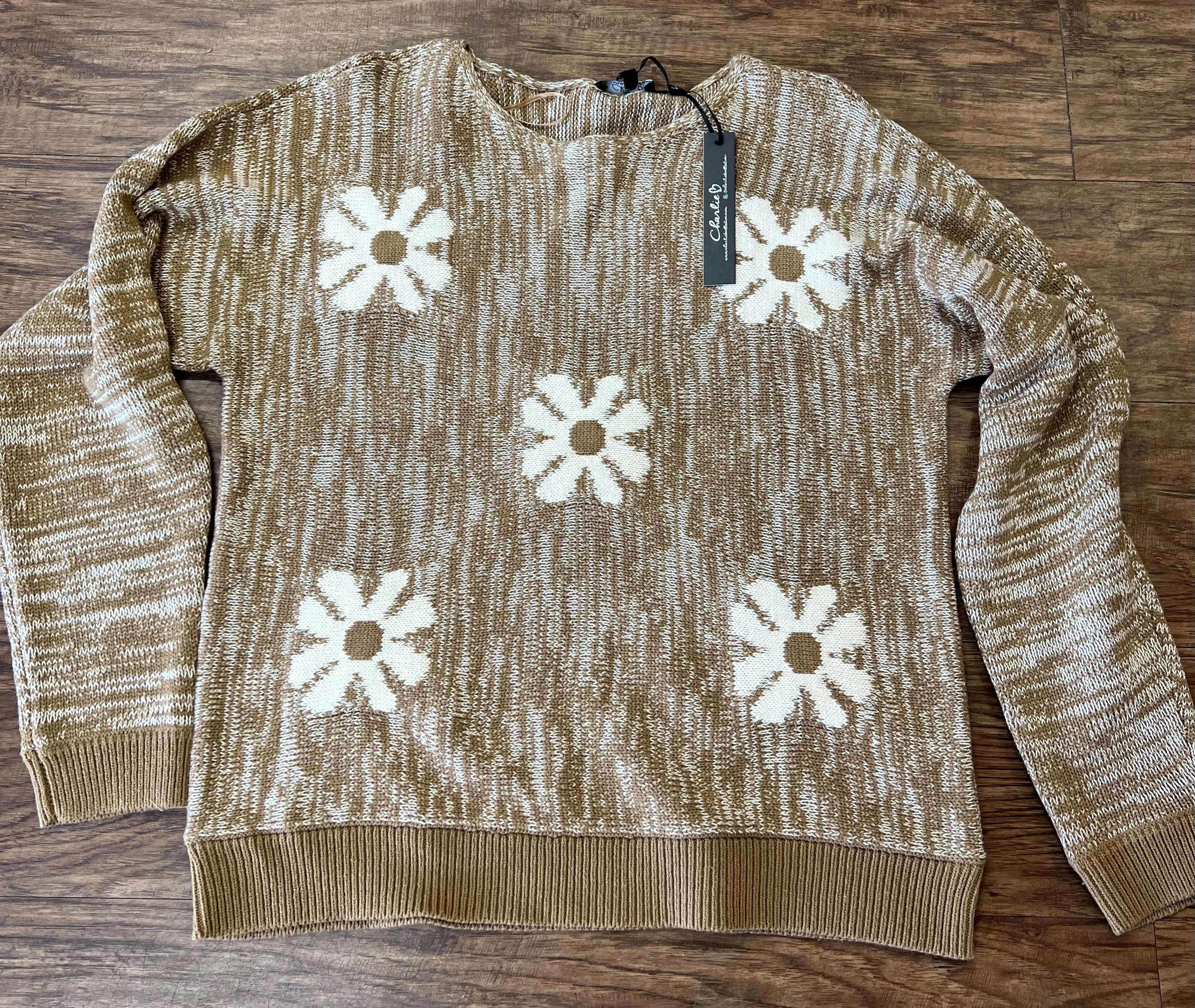 Charlie B Flora chestnut knit stich sweater