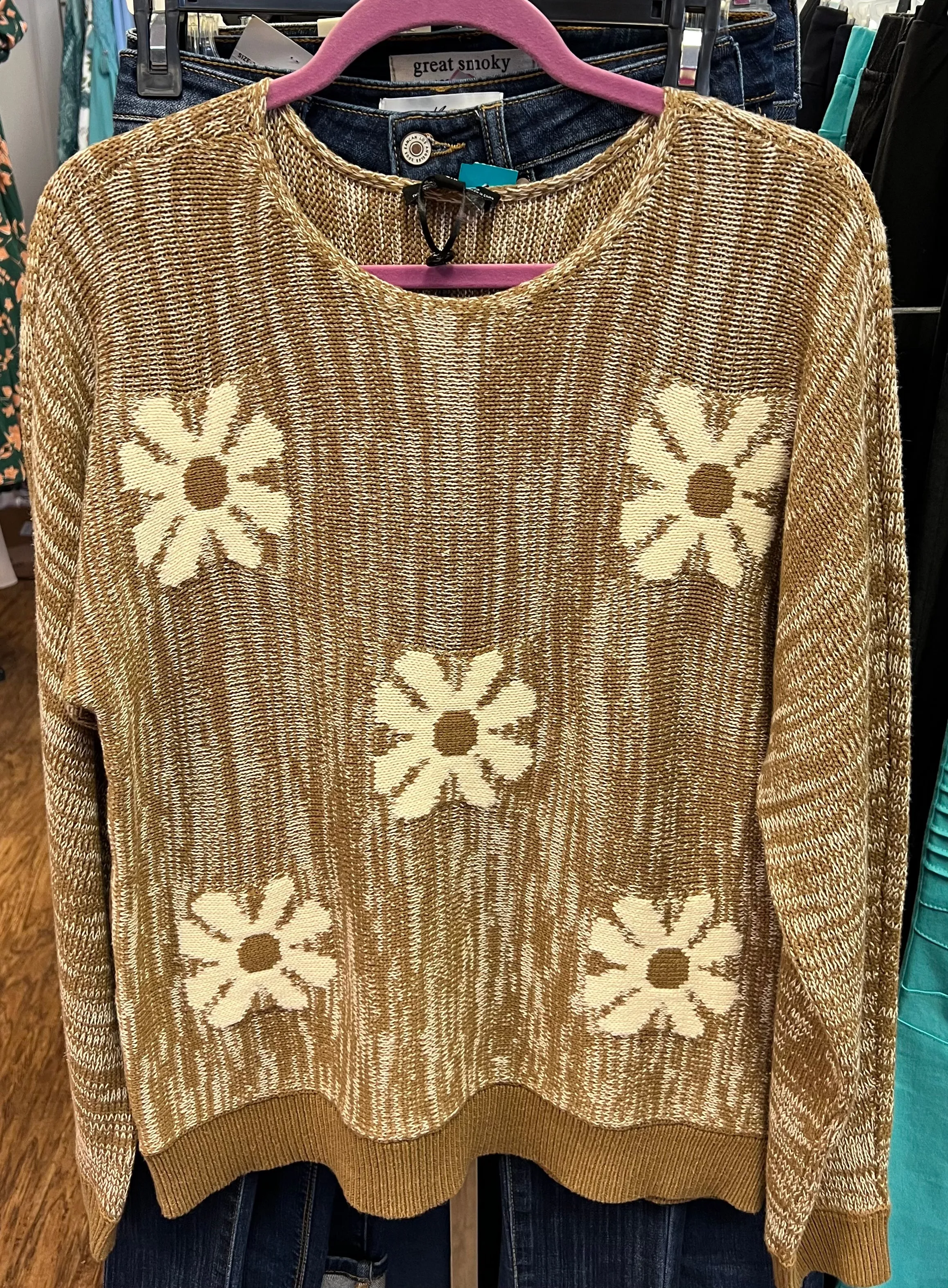 Charlie B Flora chestnut knit stich sweater