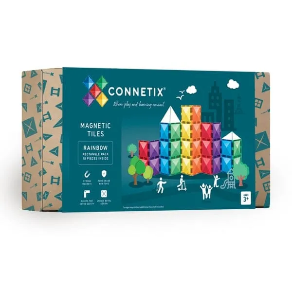 Connetix Tiles - Rectangle Pack 18pc - Rainbow