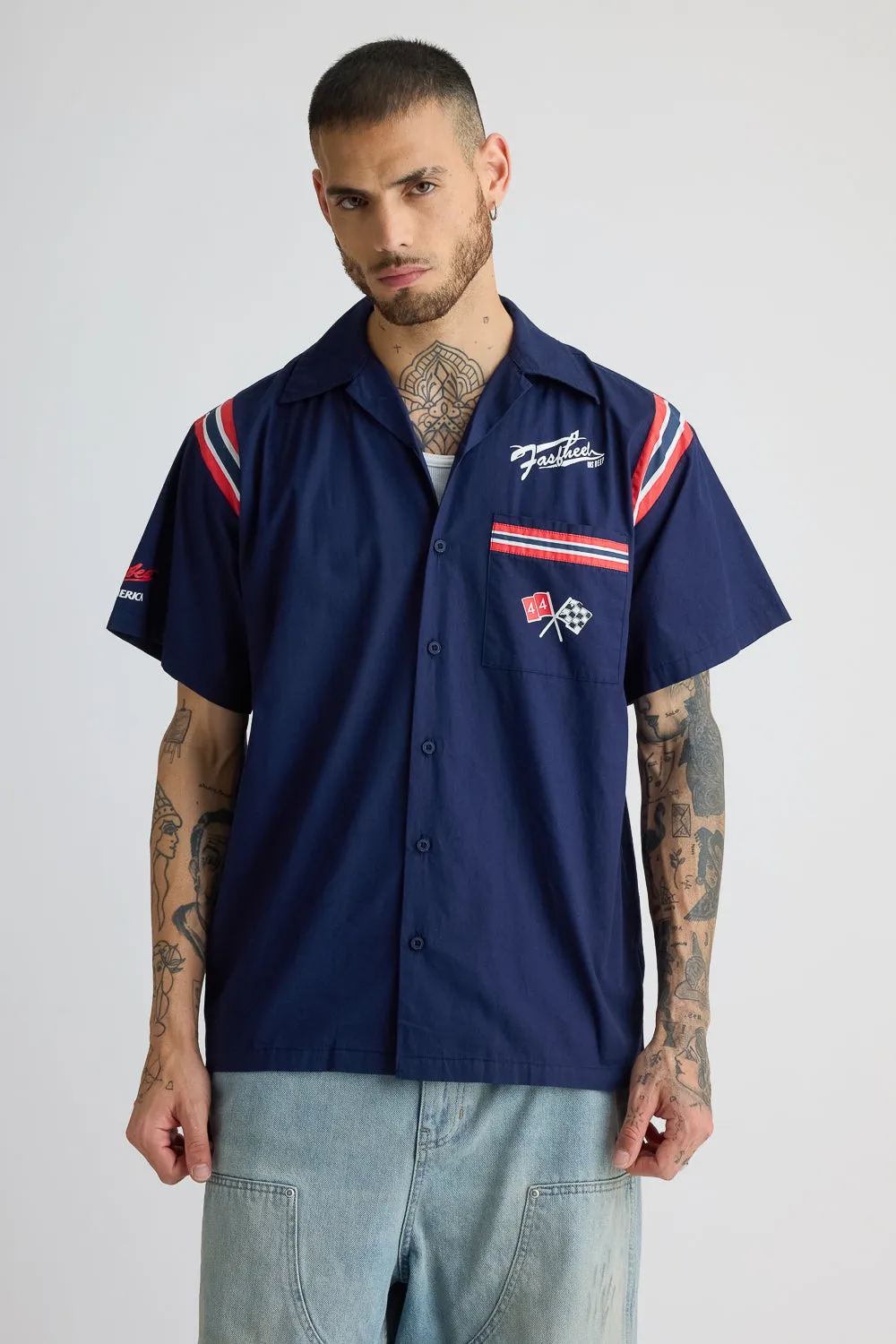 Cotton Poplin Garage Shirt- Navy Blue