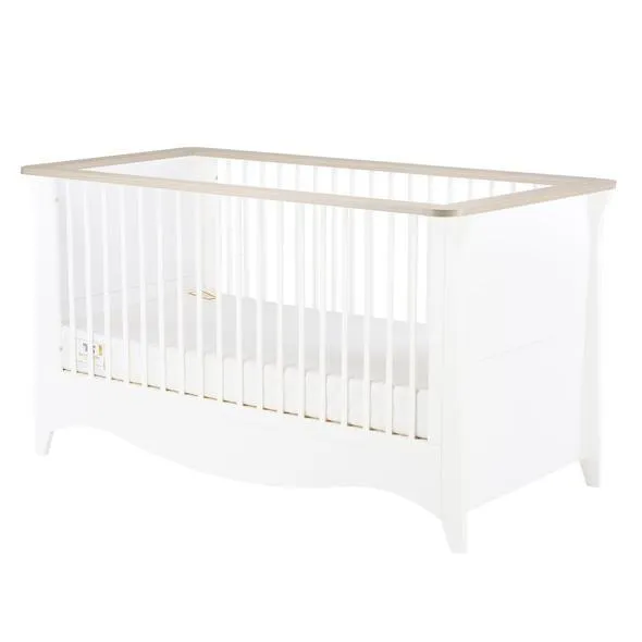 Cuddleco Clara 3 Piece Set 3 Drawer Dresser, Cot Bed and Wardrobe - White & Ash