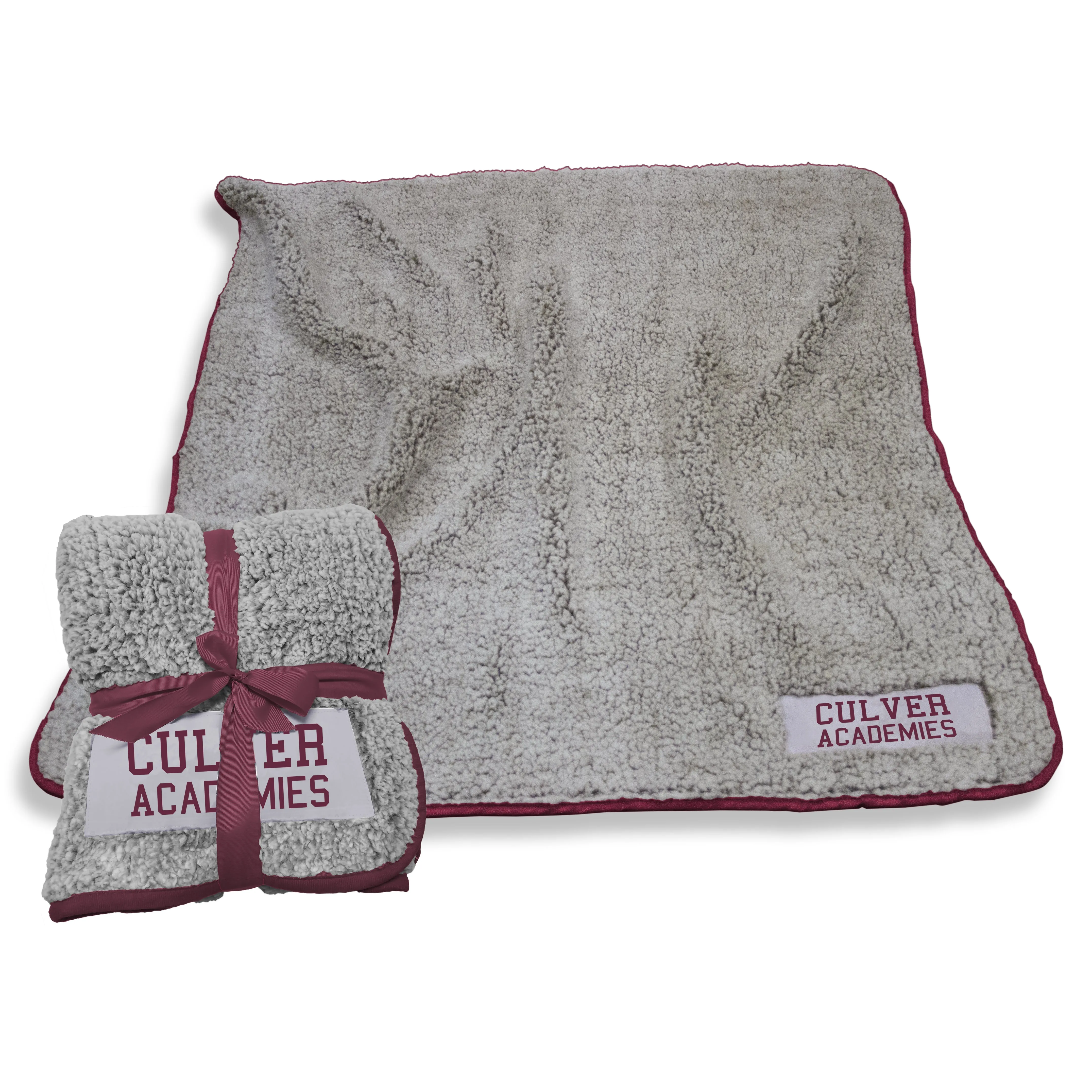 Culver Frosty Fleece Blanket - Grey & Maroon