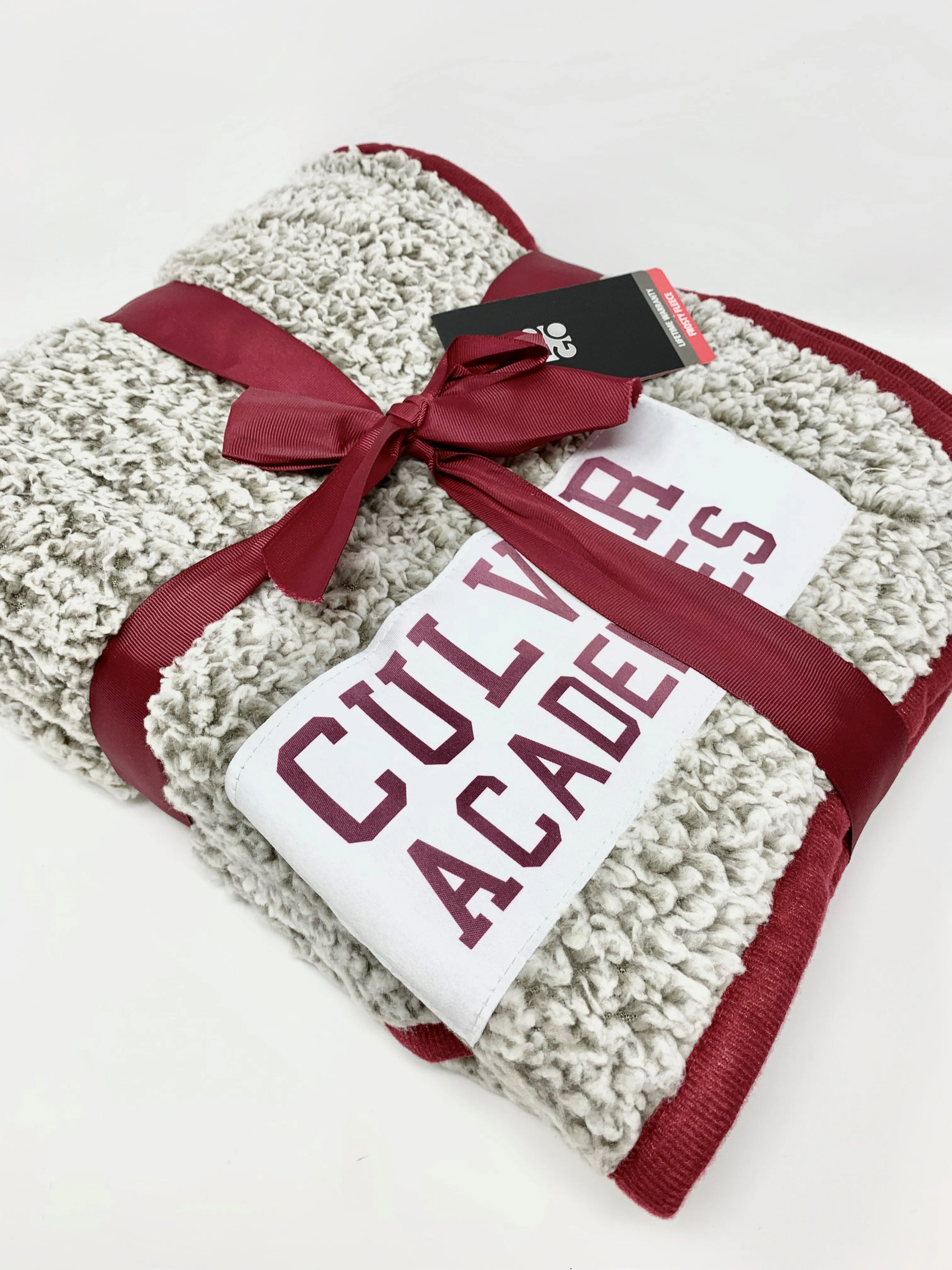 Culver Frosty Fleece Blanket - Grey & Maroon