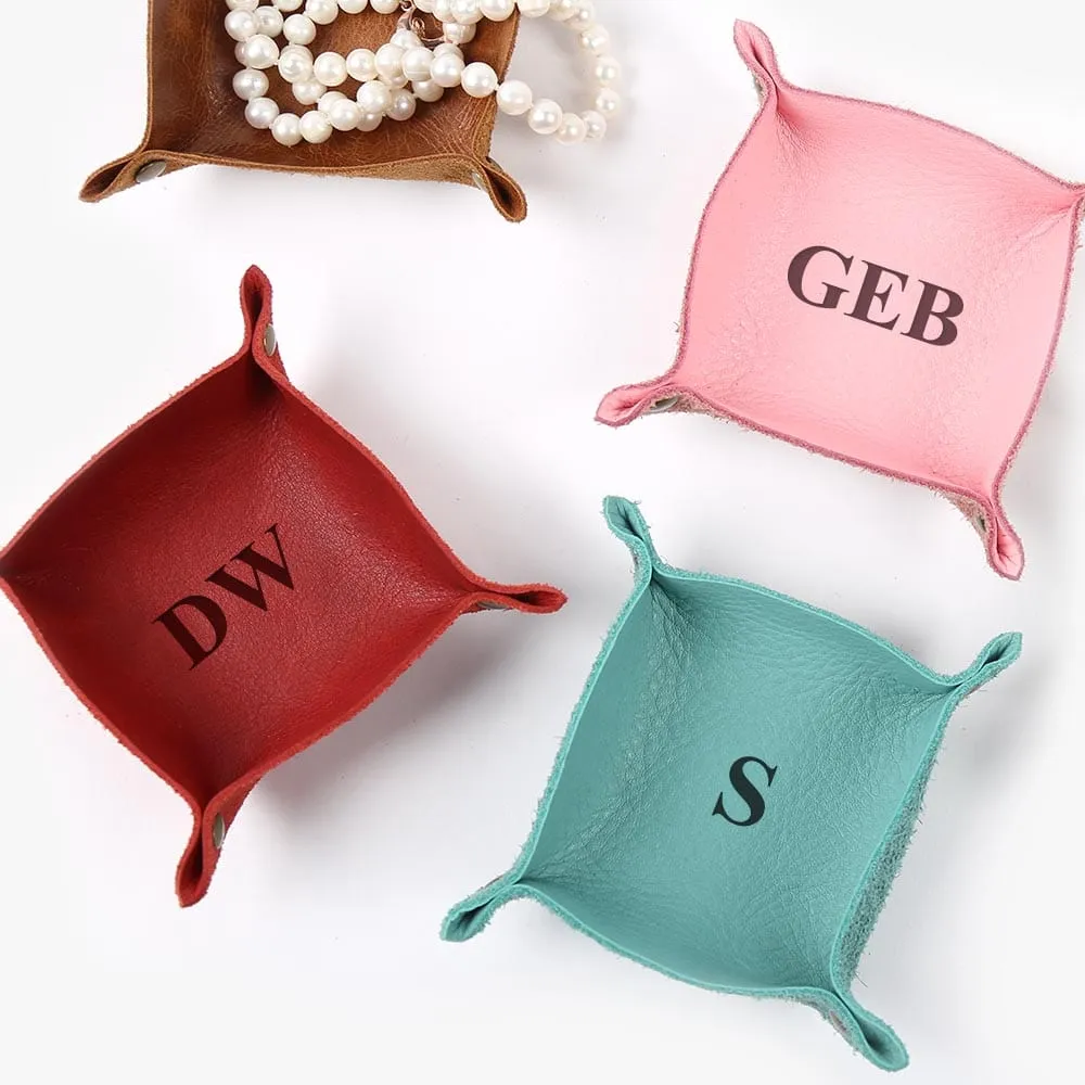 Customized Initials Genuine Leather Mini Catchall