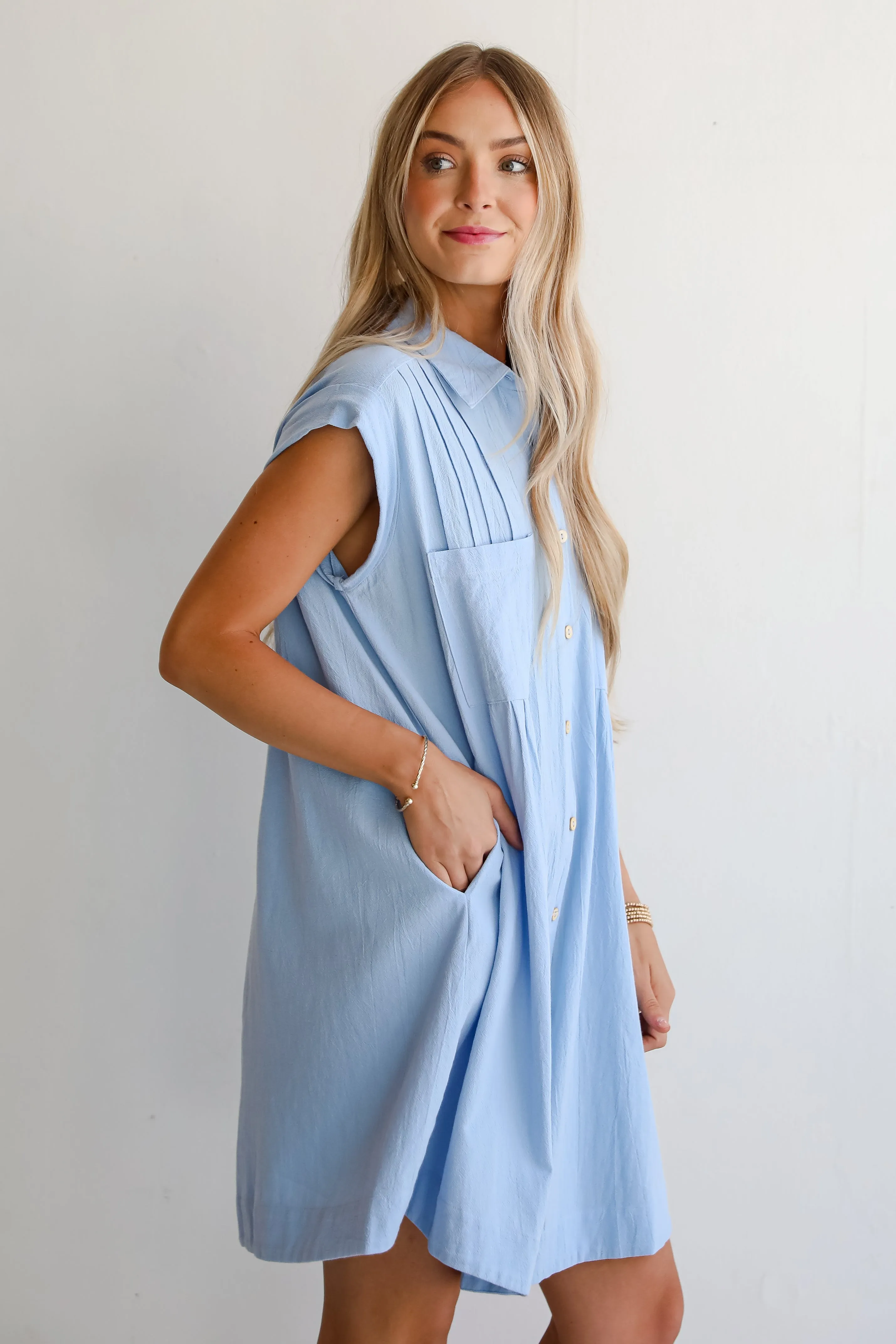 Cute Poise Light Blue Mini Dress