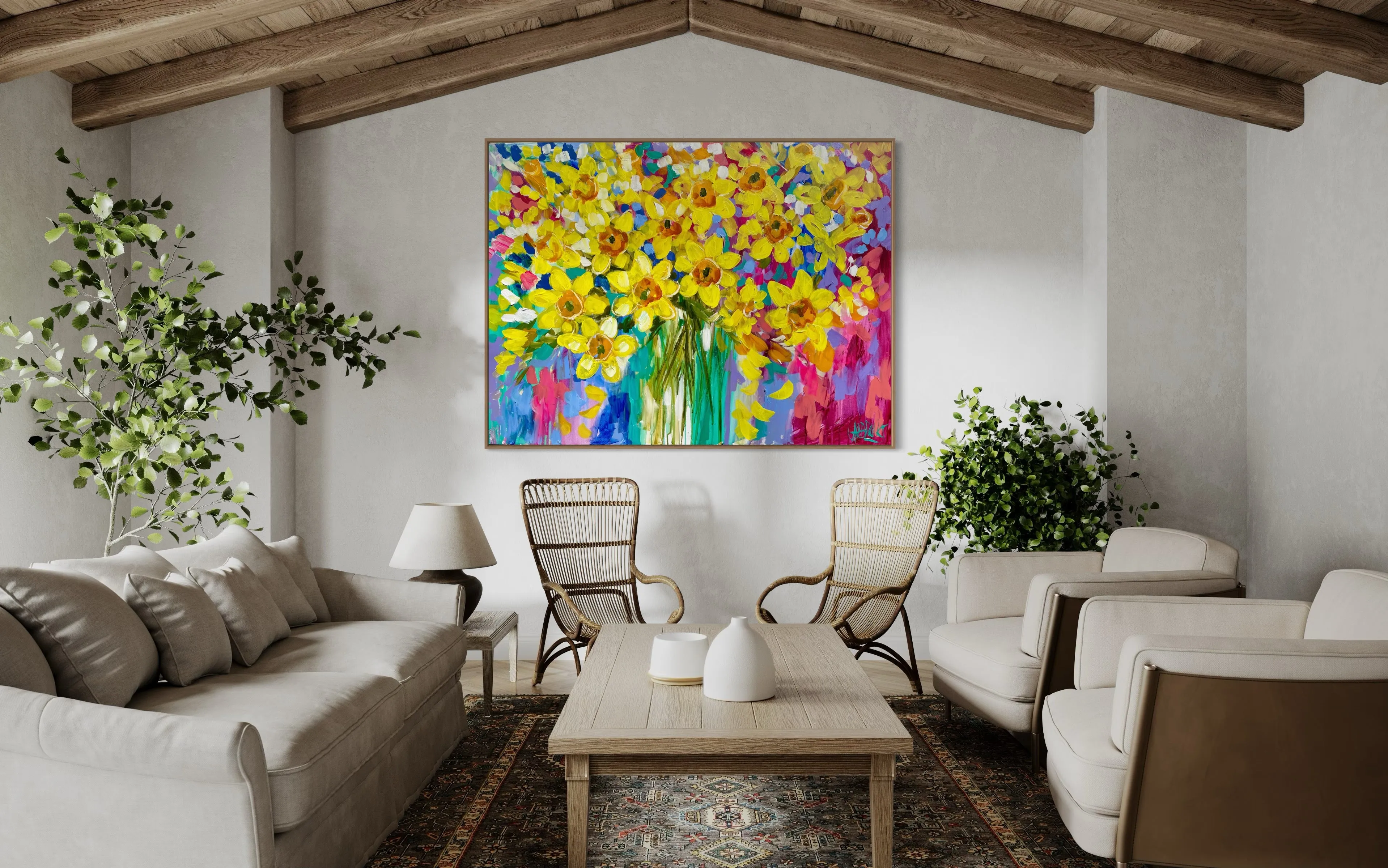 Daffodil Day-Original on gallery canvas   90x120  Cm