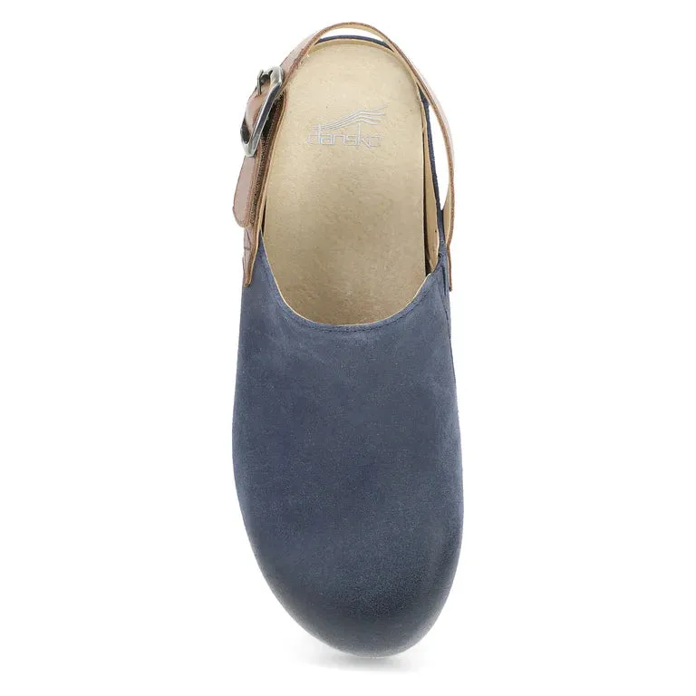 Womens Merrin Sling Back Clog in Blue Nubuck Leather by Dansko - Stylish & Comfortable Footwear