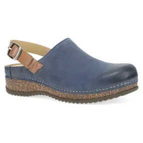 Womens Merrin Sling Back Clog in Blue Nubuck Leather by Dansko - Stylish & Comfortable Footwear