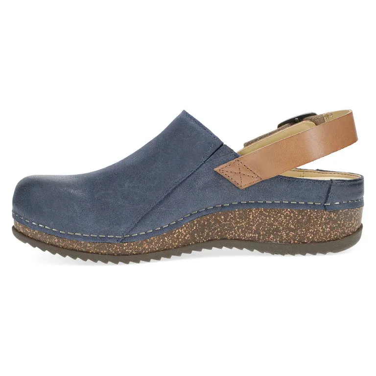 Womens Merrin Sling Back Clog in Blue Nubuck Leather by Dansko - Stylish & Comfortable Footwear