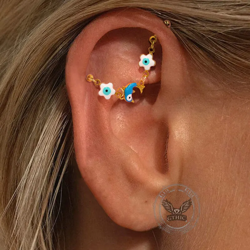 Devil's Eye Epoxy Stainless Steel Ear Piercing