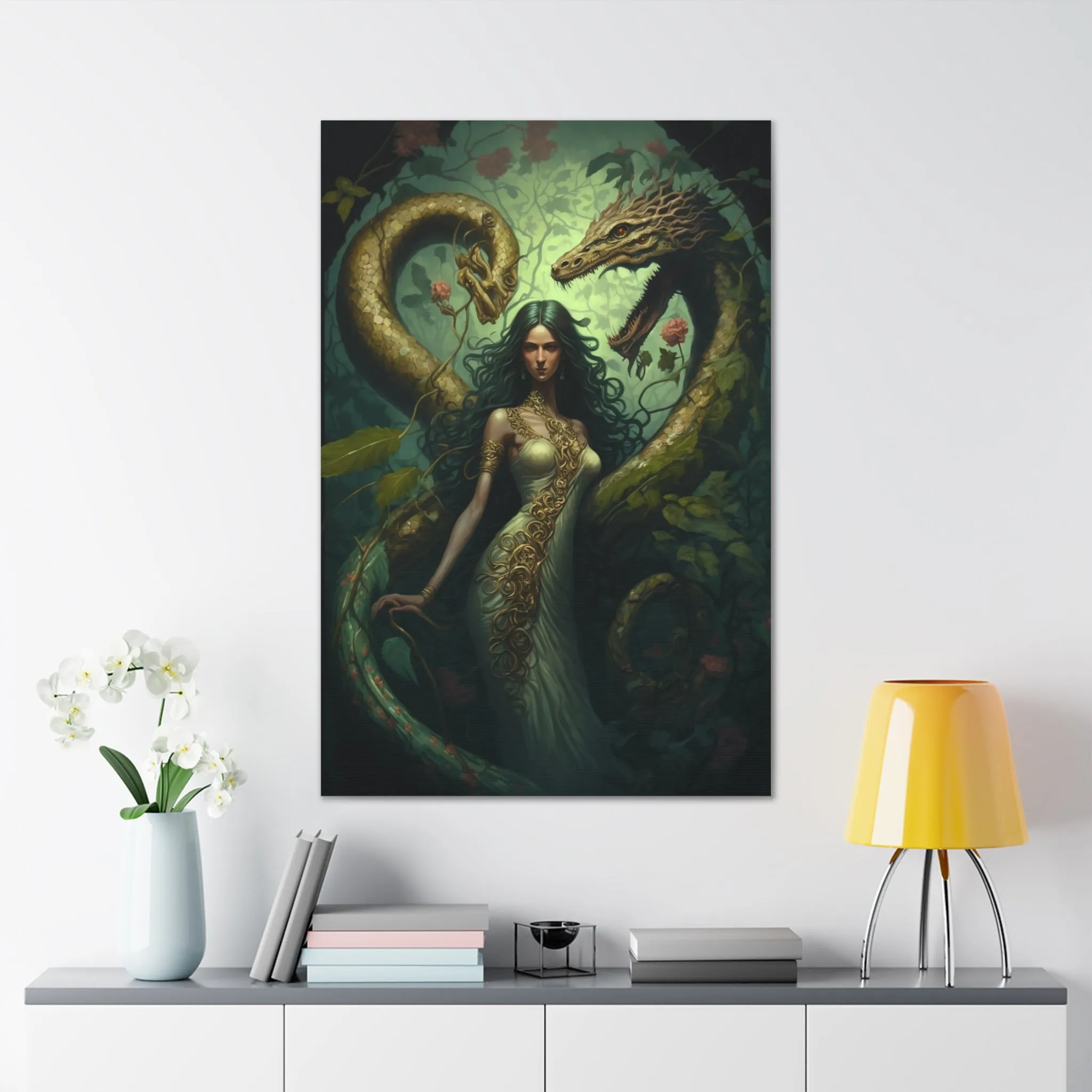 Dragon Queen Earth Magic Wall Art Canvas Spiritual Decor