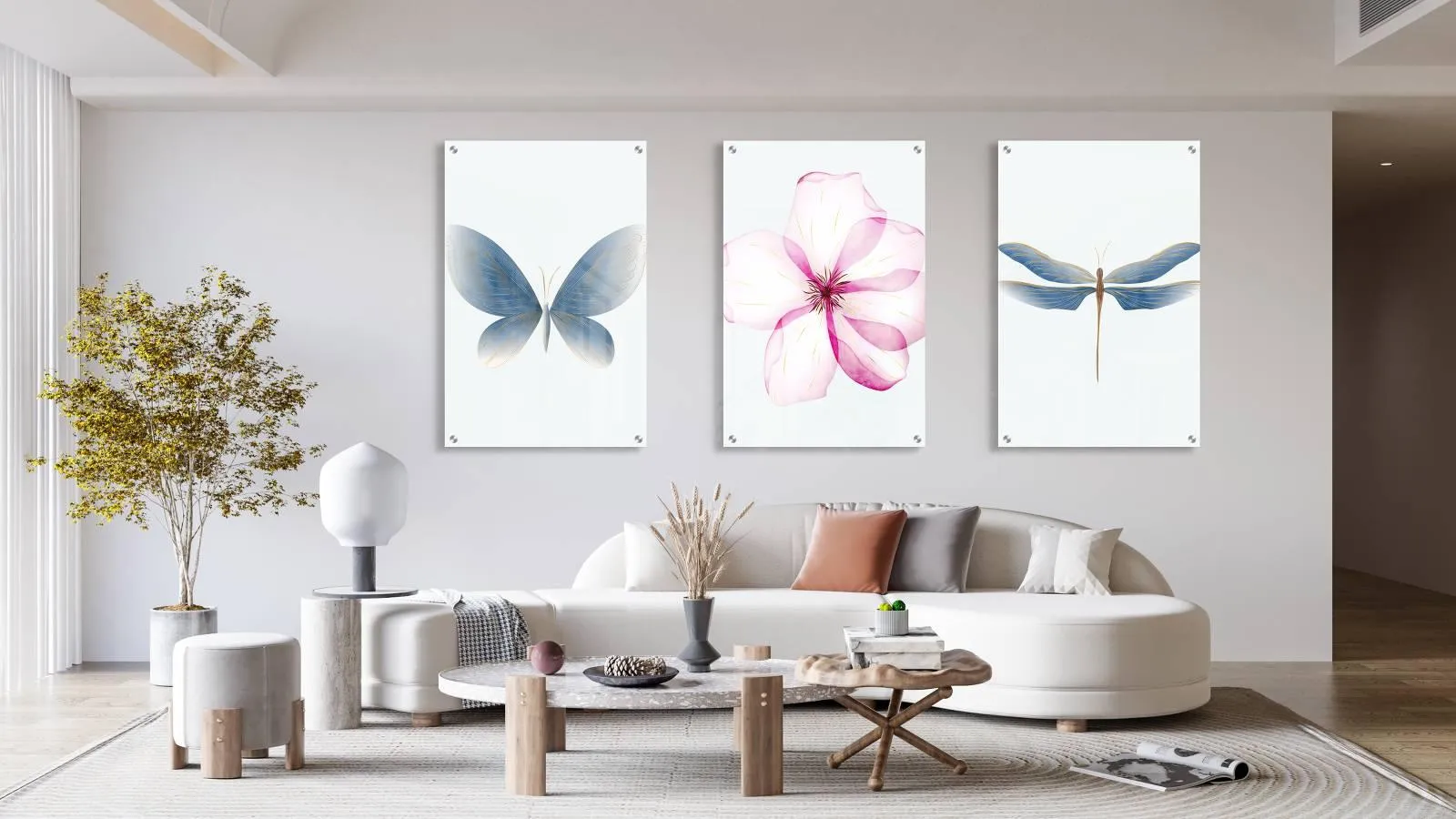 Dragonfly Pattern Set of 3 Prints Modern Wall Art Modern Artwork