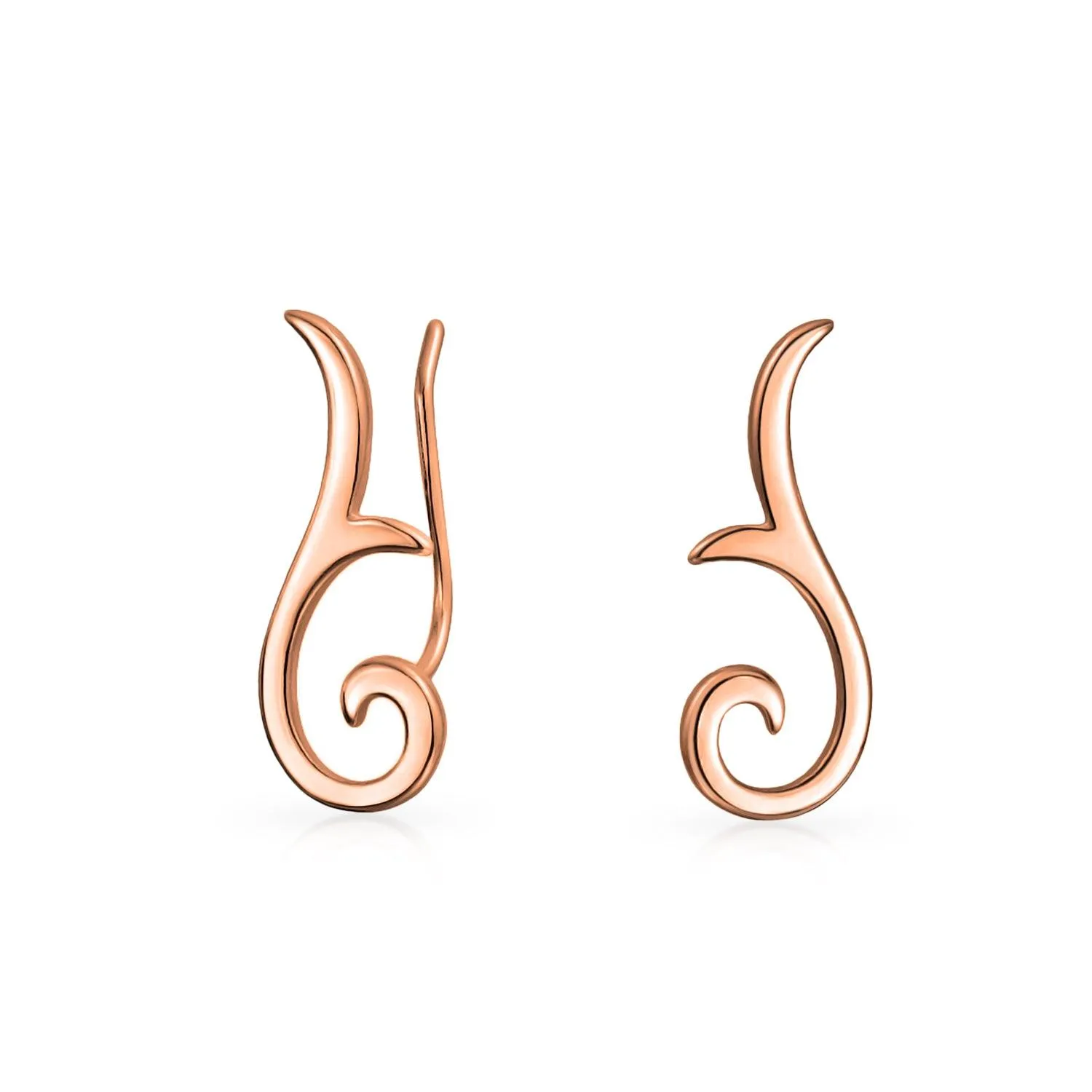 Ear Pin Crawler Climbers Earrings Rose Gold Plated Sterling Silver