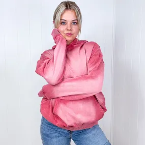 Easel Boho Ombre Faded Pocket Long Sleeve Hoodie in 2 Colors