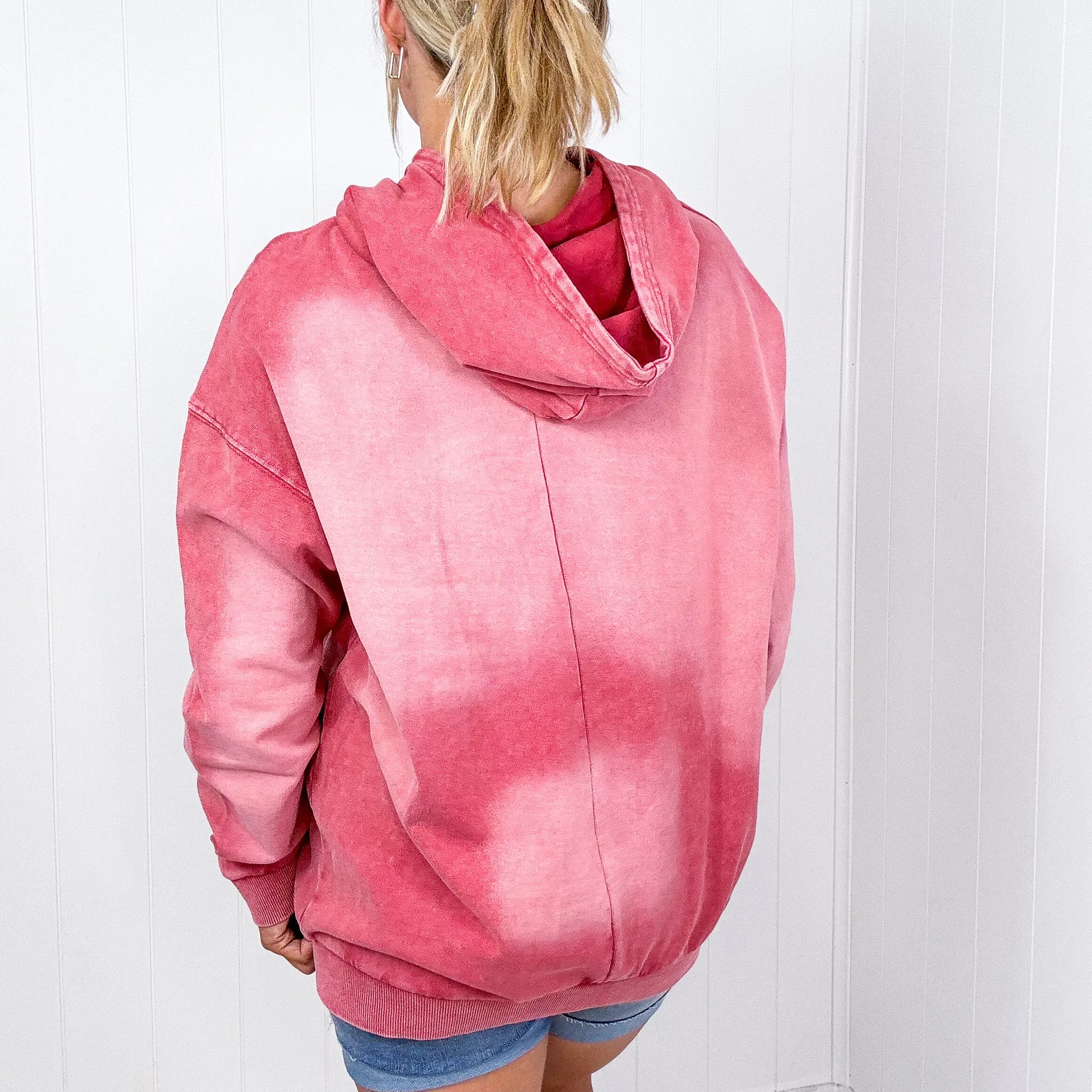 Easel Boho Ombre Faded Pocket Long Sleeve Hoodie in 2 Colors