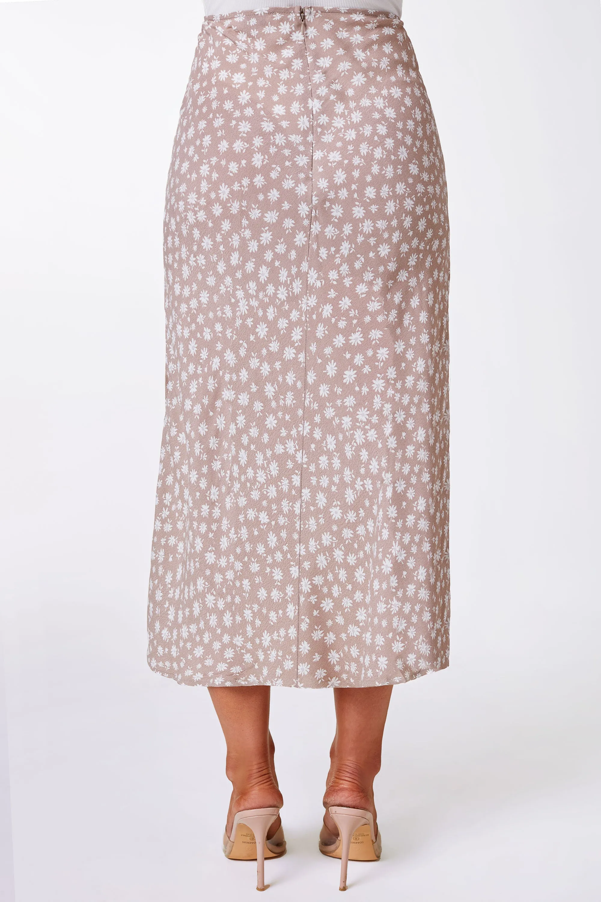 Eliya Taupe Floral Skirt