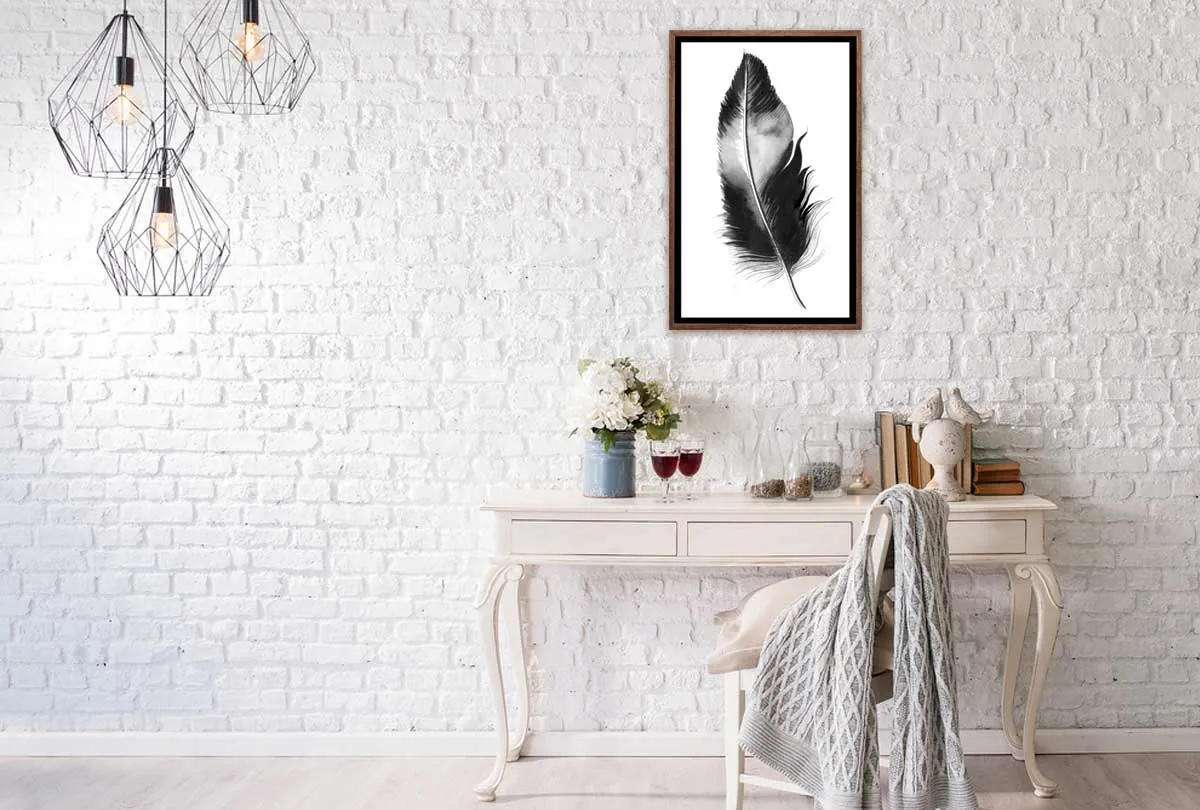 Feather in Black and White | Feather Wall Art