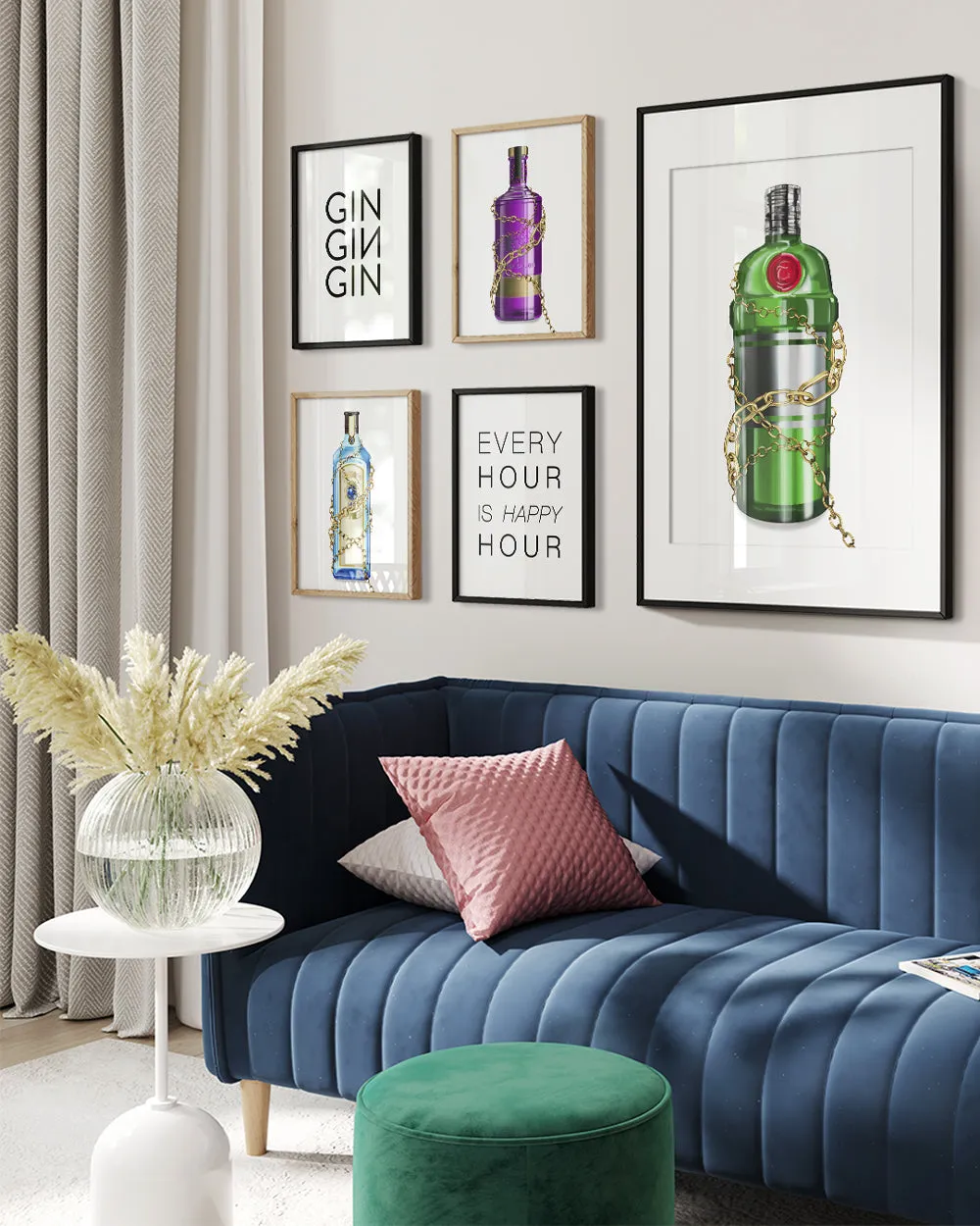 Gin Bottle Wall Art Print 'Baroque Bottle VIII'