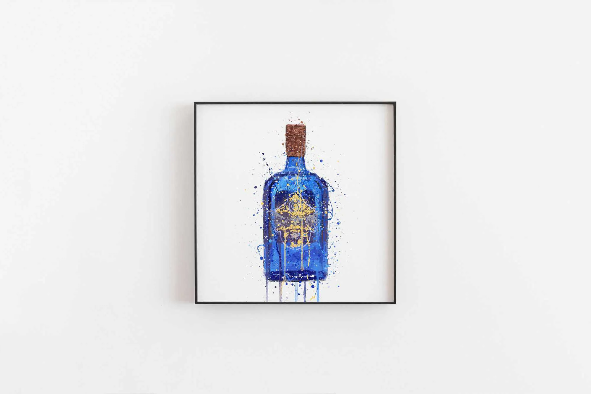 Gin Bottle Wall Art Print 'Royal Blue'