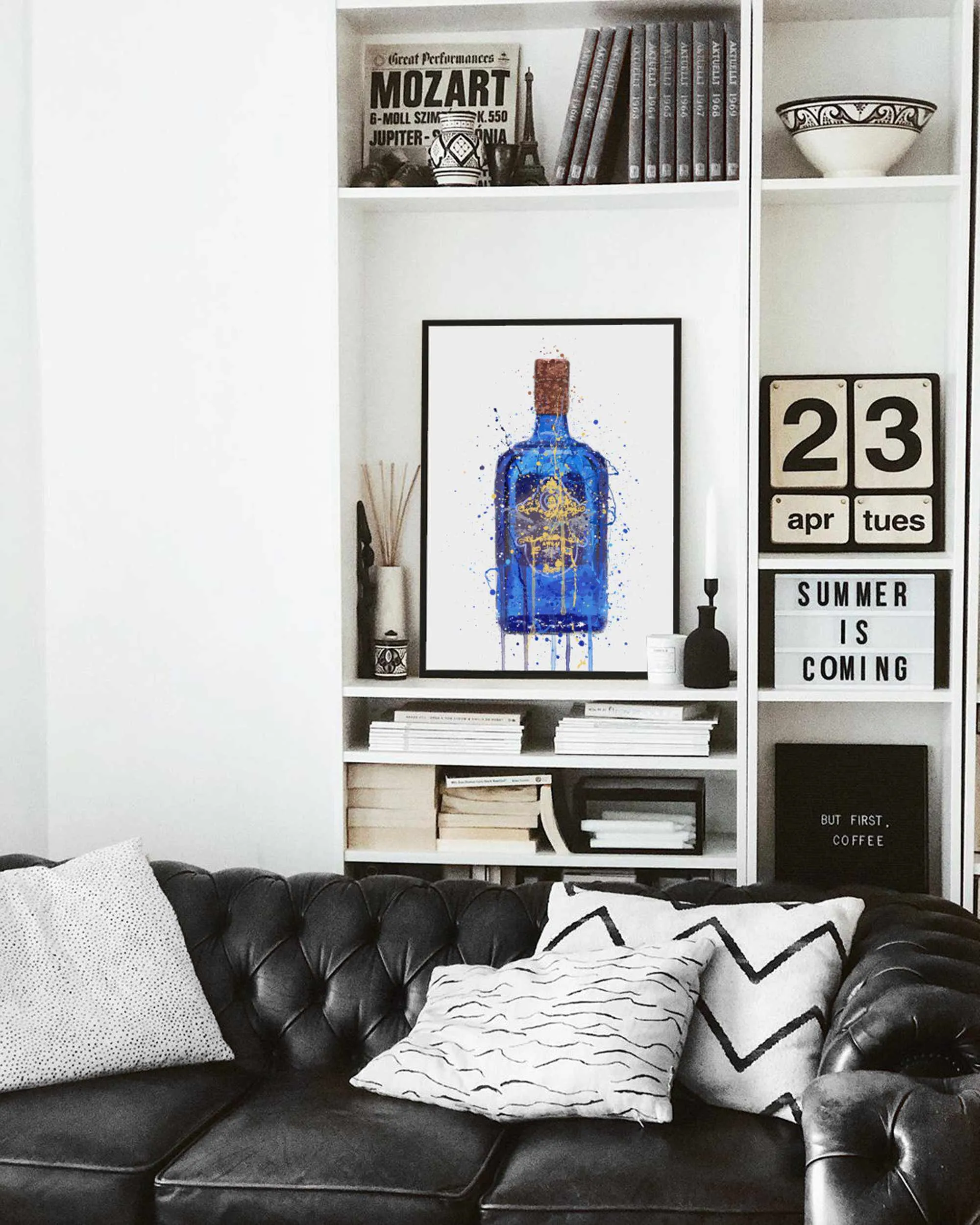 Gin Bottle Wall Art Print 'Royal Blue'