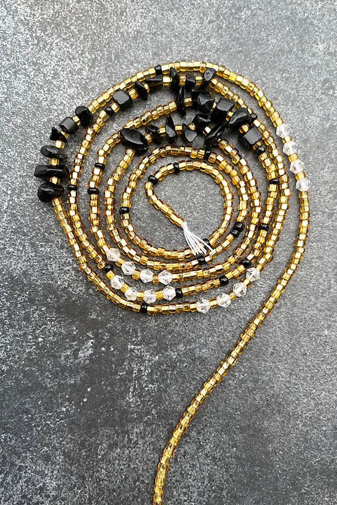 Gold Obsidian Tie On Waist Beads