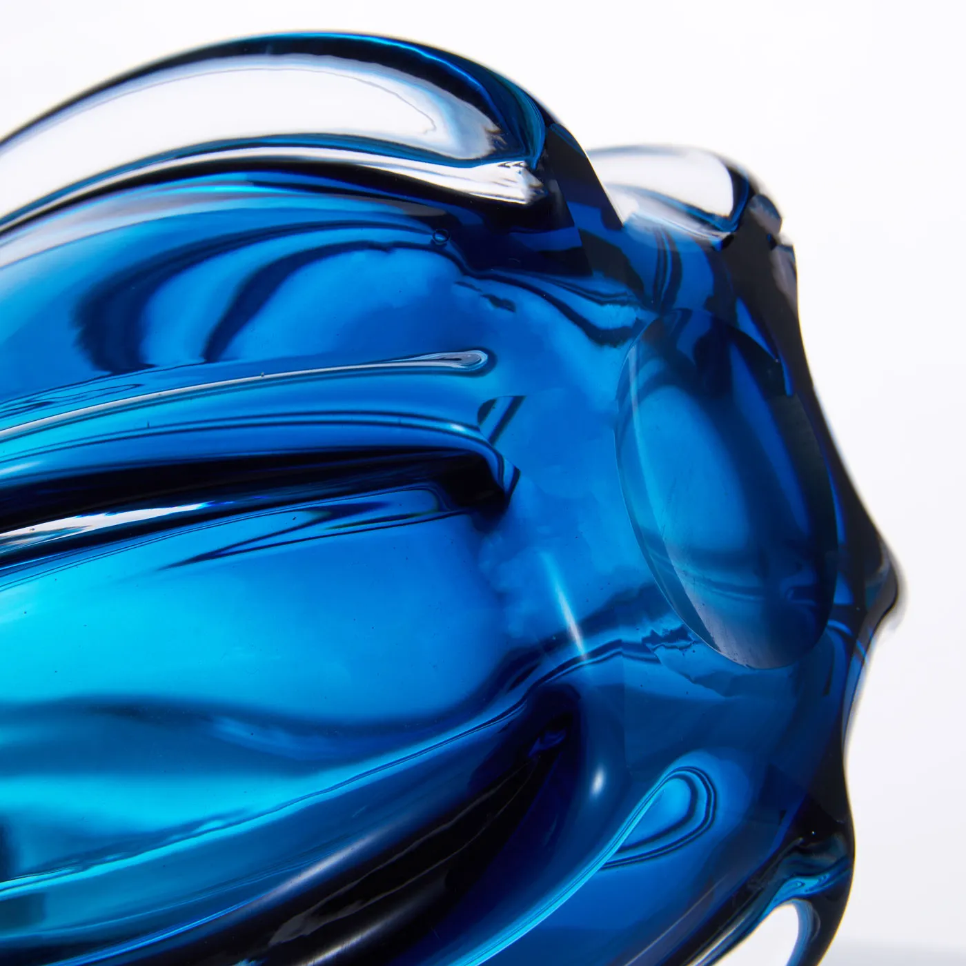 Hand Blown Laine Art Glass Vase - Blue Ombre 10-12.5 inch tall