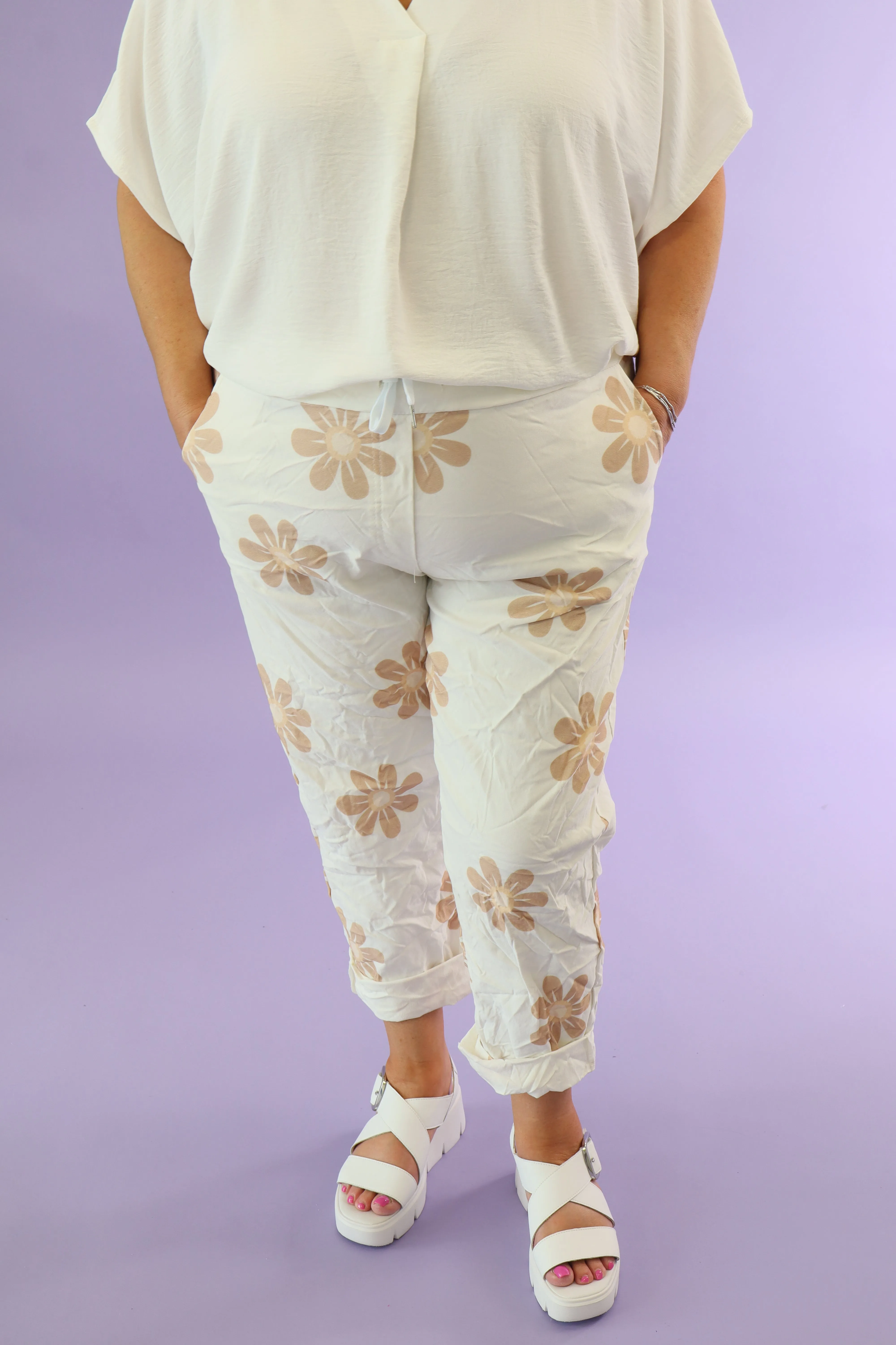 Brown Floral Haven Jogger Pants