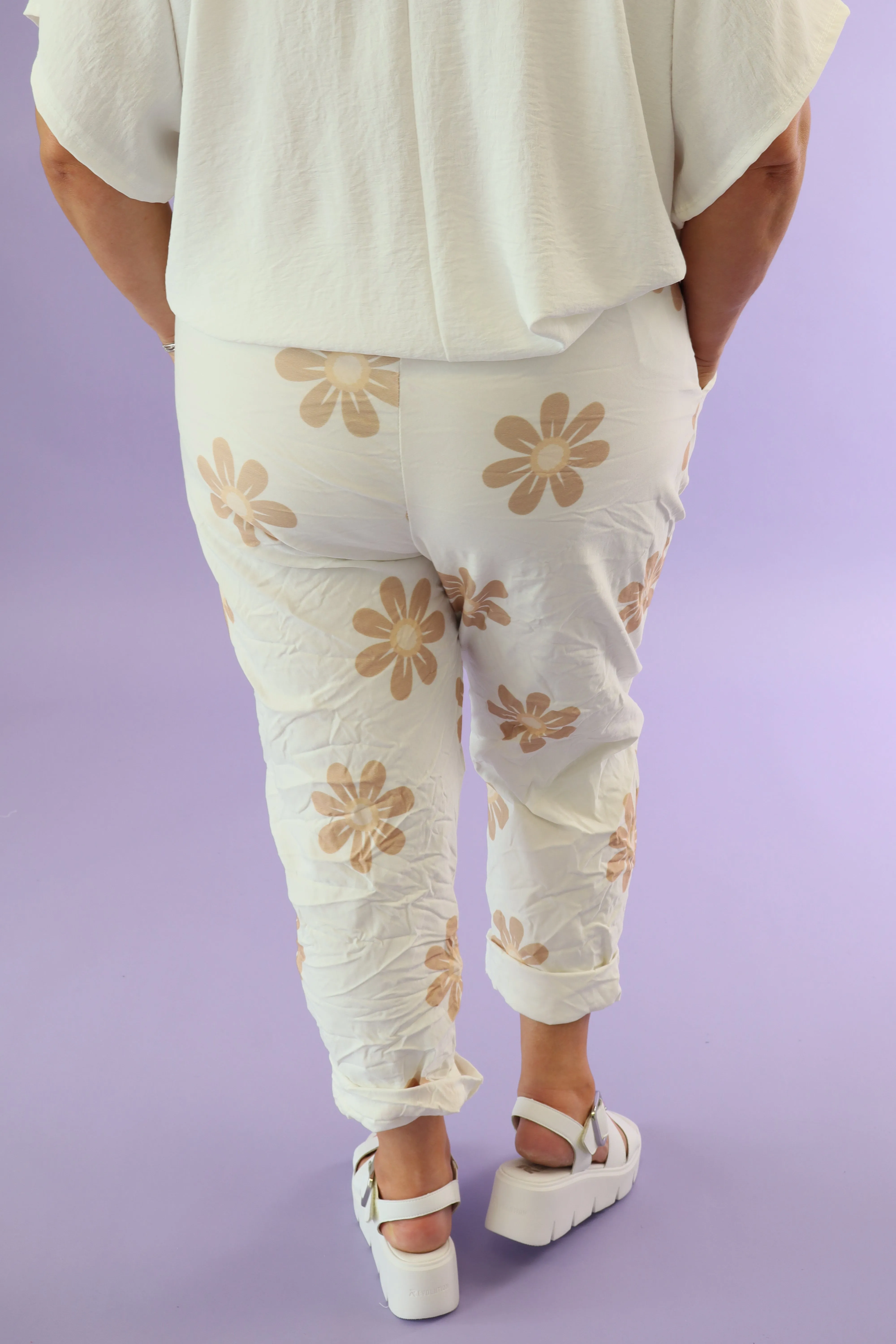 Brown Floral Haven Jogger Pants