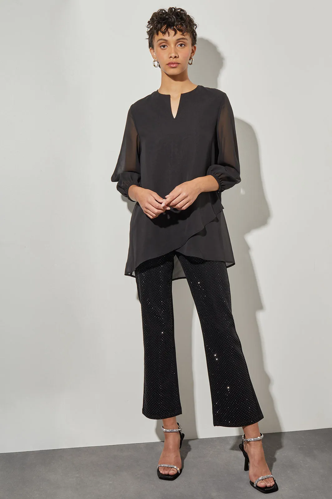 High-Low Blouse - Split Neck Chiffon